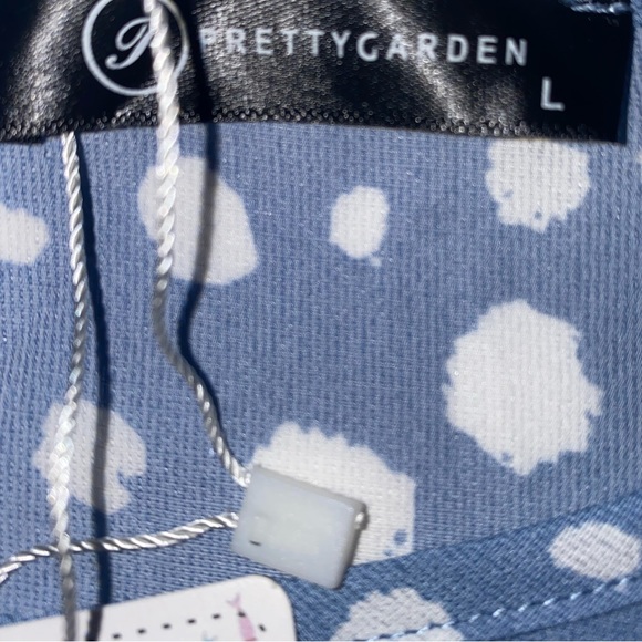 Pretty Garden Blue with White Polka Dot Long Dress Size Large - Picture 7 of 7